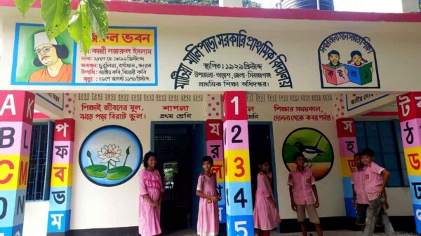 সিরাজগঞ্জে রংতুলির আচঁড়ে বর্নিল সাজে বিদ্যালয়ের ক্লাসরুম